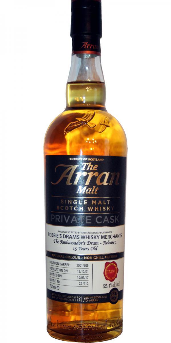 Arran 2001 Robbie's Drams - 1st Release