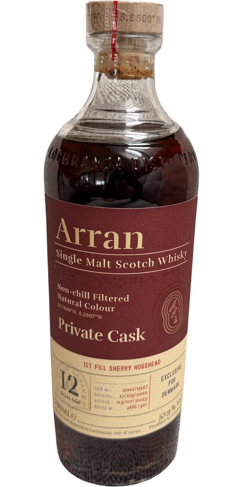 Arran 2012 Private Cask Bottling
