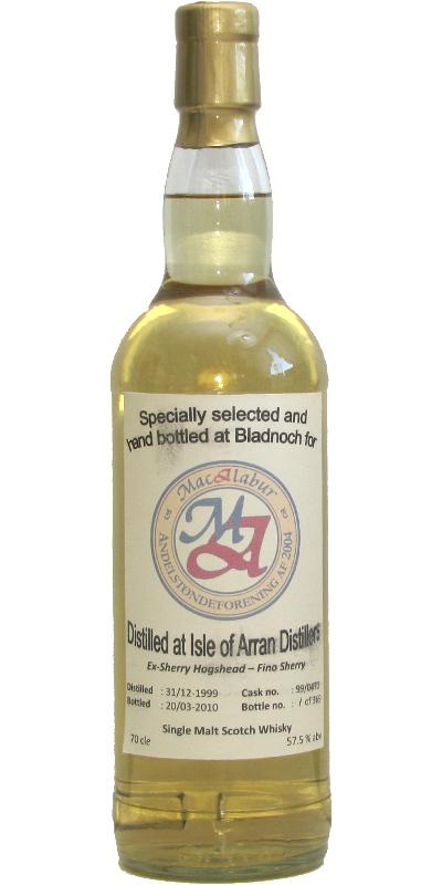 Arran 1999 MacA handbottled at Bladnoch