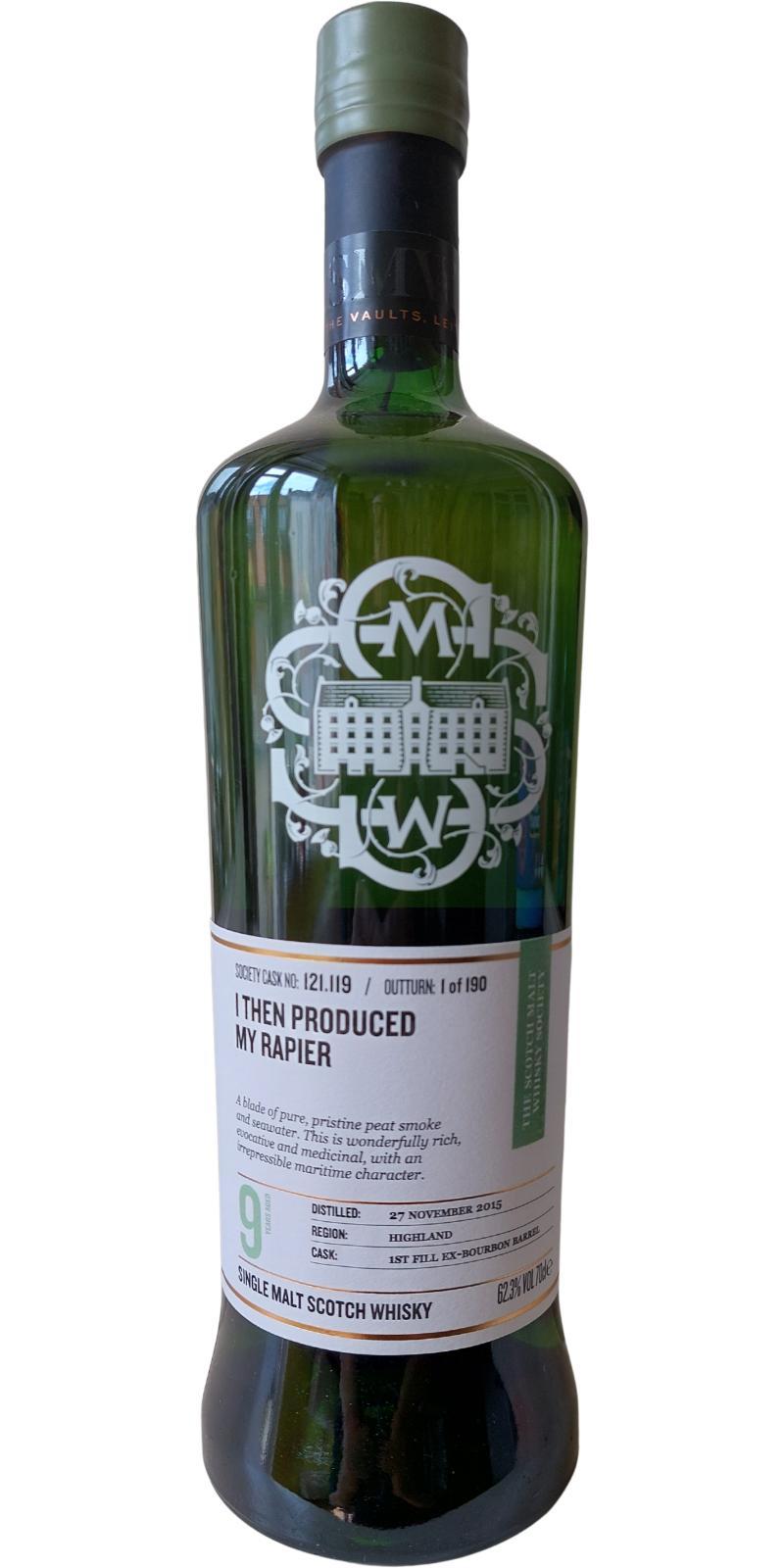 Arran 2015 SMWS 121.119 I then produced my rapier