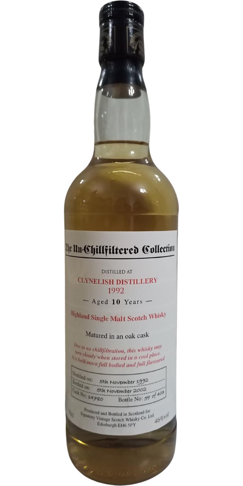 Clynelish 1992 SV The Un-Chillfiltered Collection
