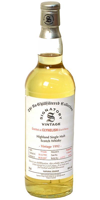 Clynelish 1992 SV The Un-Chillfiltered Collection