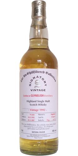 Clynelish 1992 SV The Un-Chillfiltered Collection