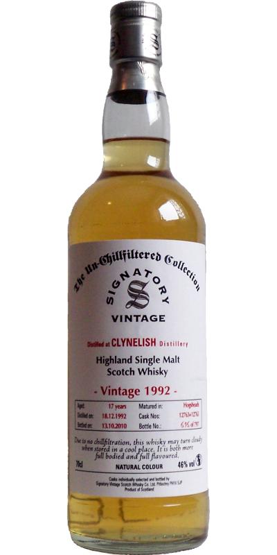 Clynelish 1992 SV The Un-Chillfiltered Collection