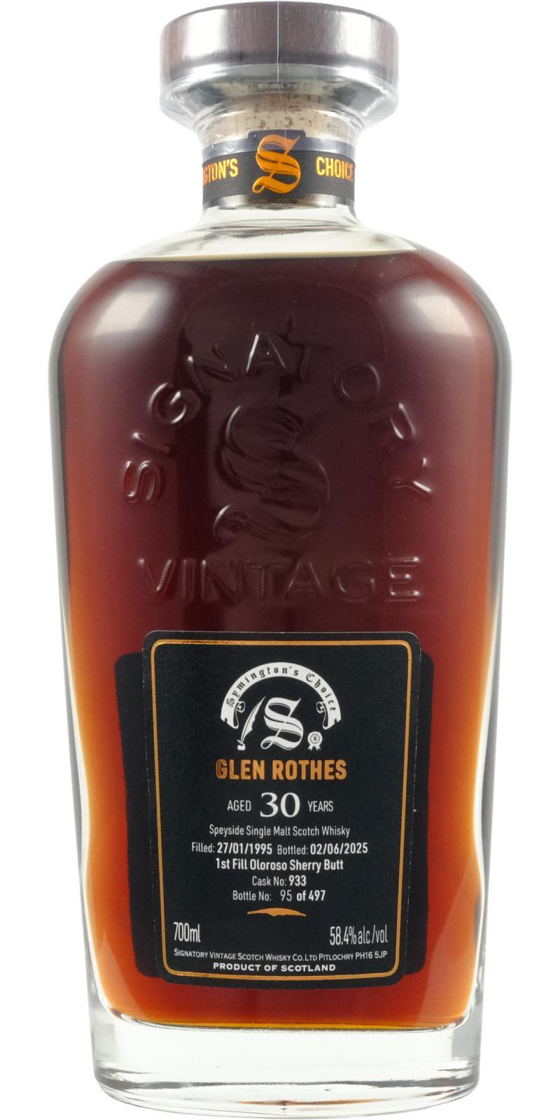 Glenrothes 1995 SV Cask Strength Collection - Symington’s Choice