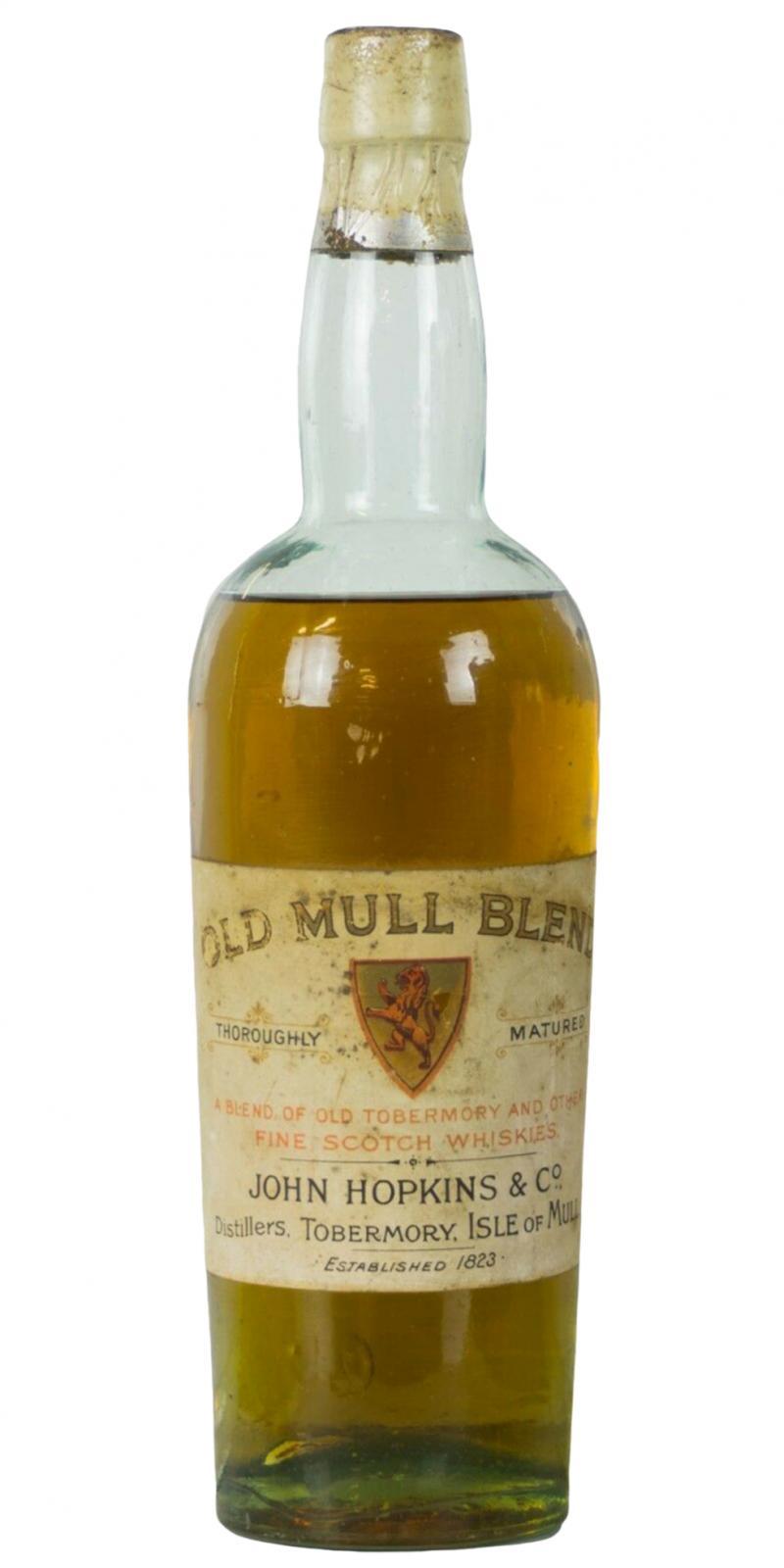 Old Mull Blend Thoroughly Matured  A blend of old Tobermory and other fine Scotch Whiskies