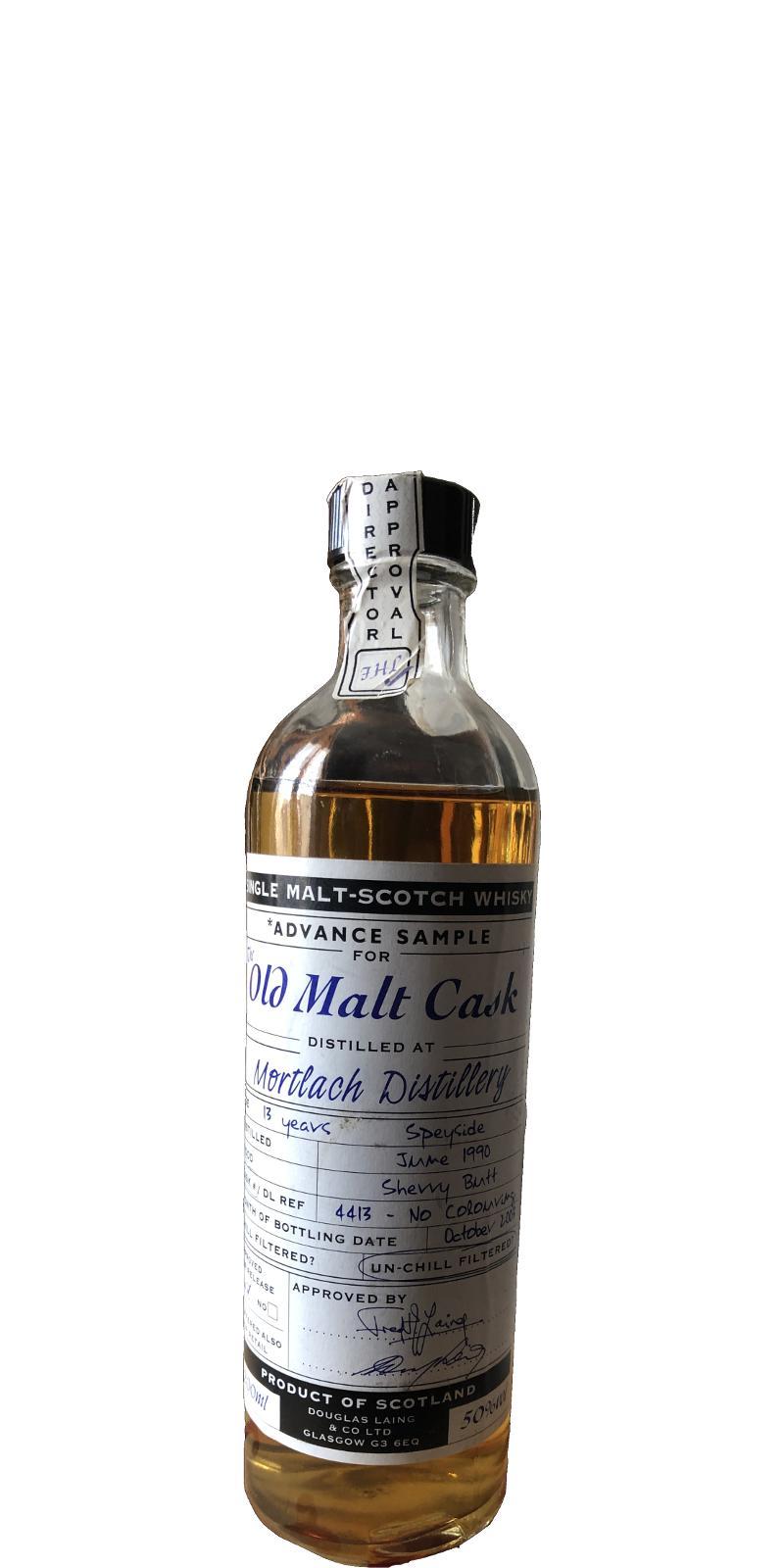 Mortlach 1990 DL Advance Sample for the Old Malt Cask