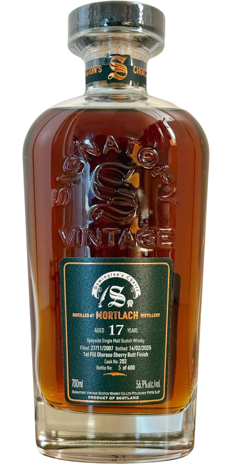Mortlach 2007 SV Cask Strength Collection - Symington’s Choice