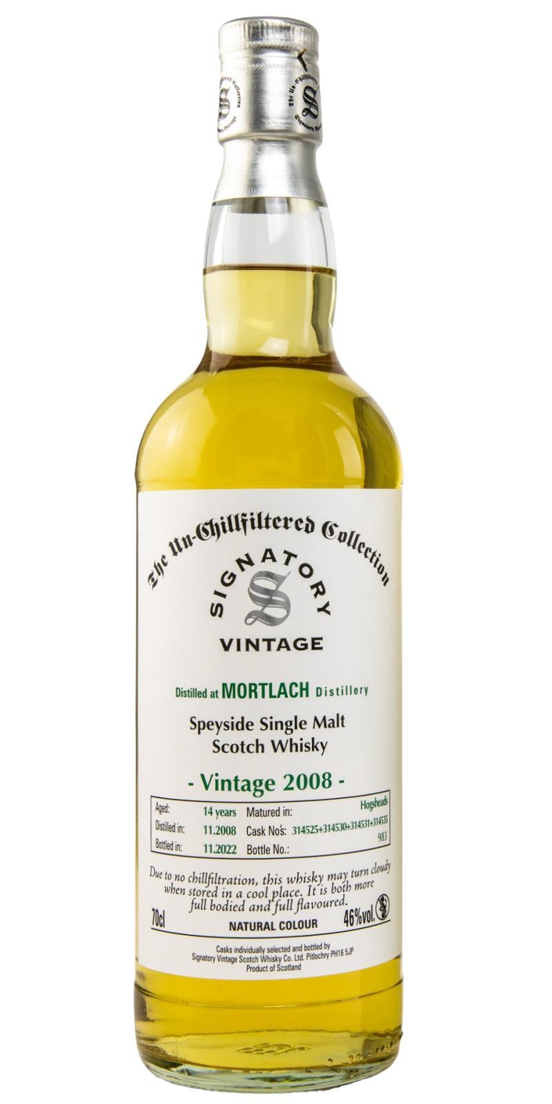 Mortlach 2008 SV The Un-Chillfiltered Collection