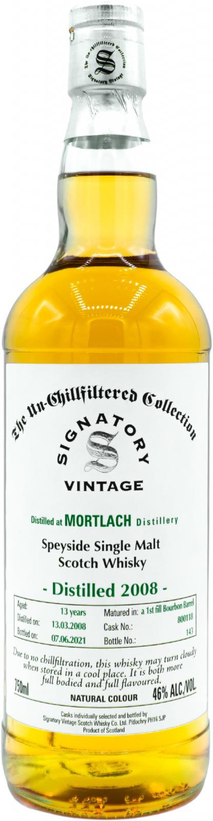 Mortlach 2008 SV The Un-Chillfiltered Collection