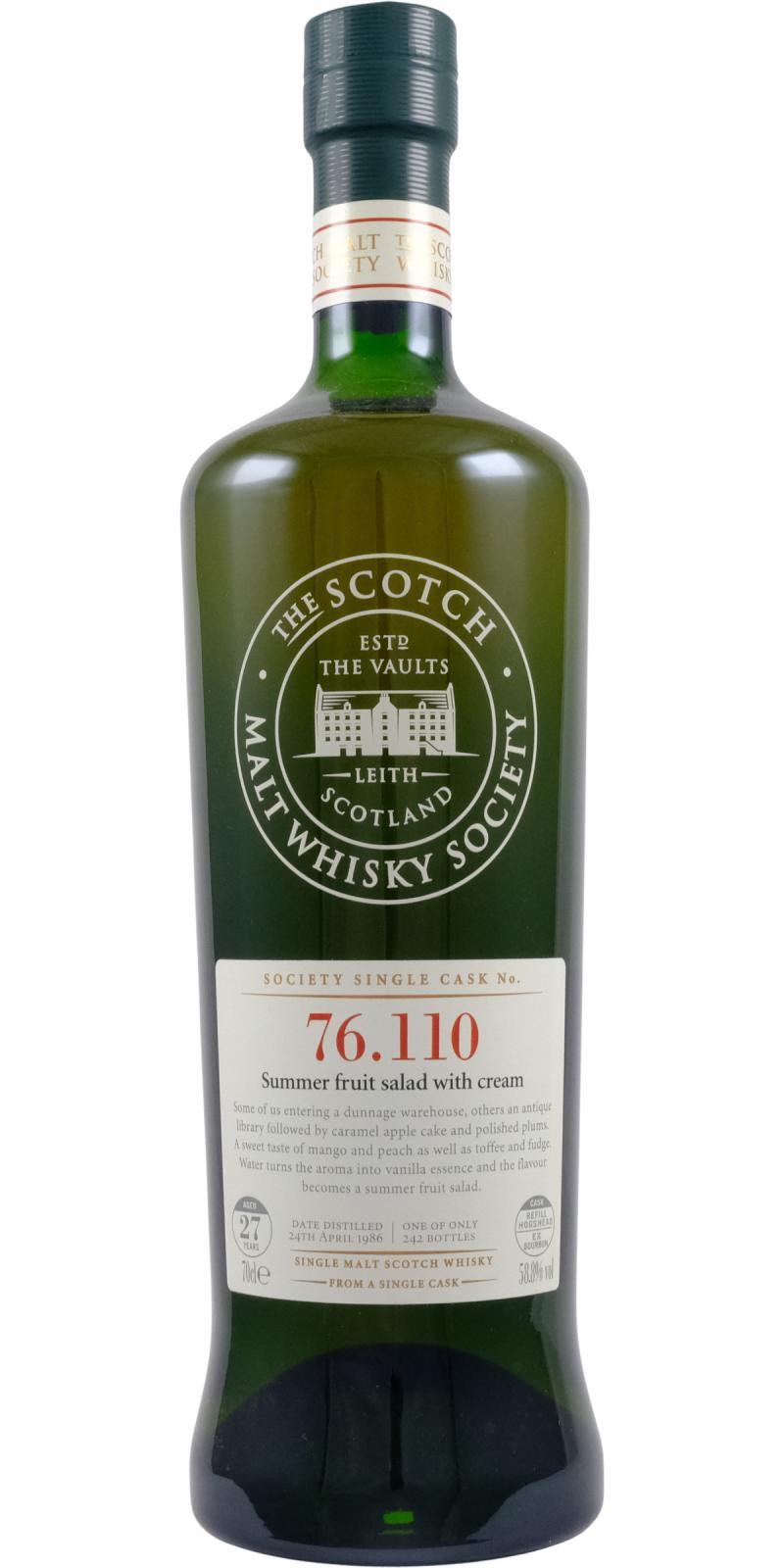 Mortlach 1986 SMWS 76.110 Summer fruit salad with cream