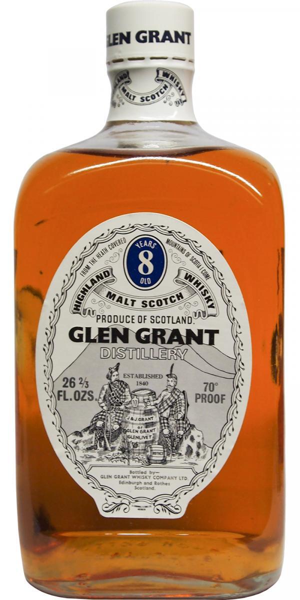 Glen Grant 08-year-old square bottle, short neck, white cap