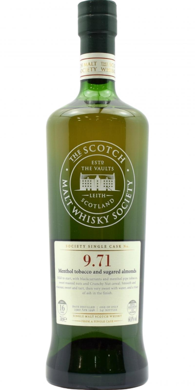 Glen Grant 1996 SMWS 9.71 Menthol tobacco and sugared almonds