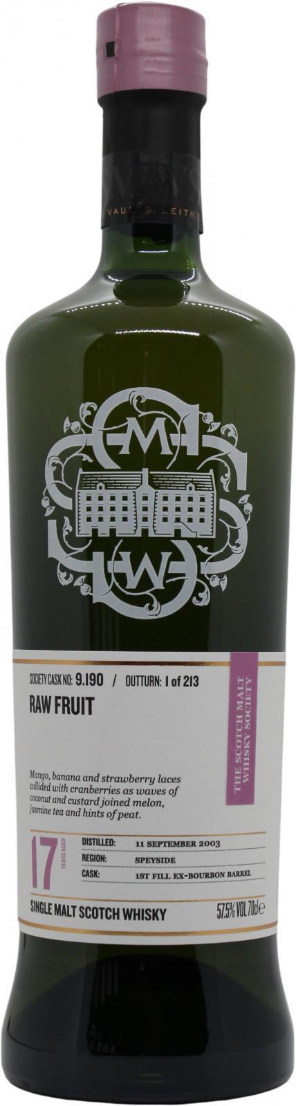 Glen Grant 2003 SMWS 9.190 Raw fruit