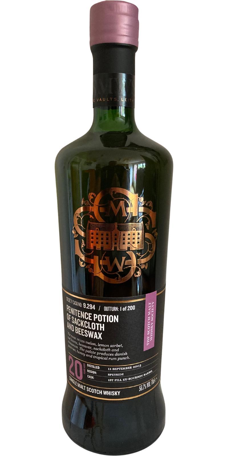 Glen Grant 2003 SMWS 9.294 Penitence potion of sackcloth and beeswax