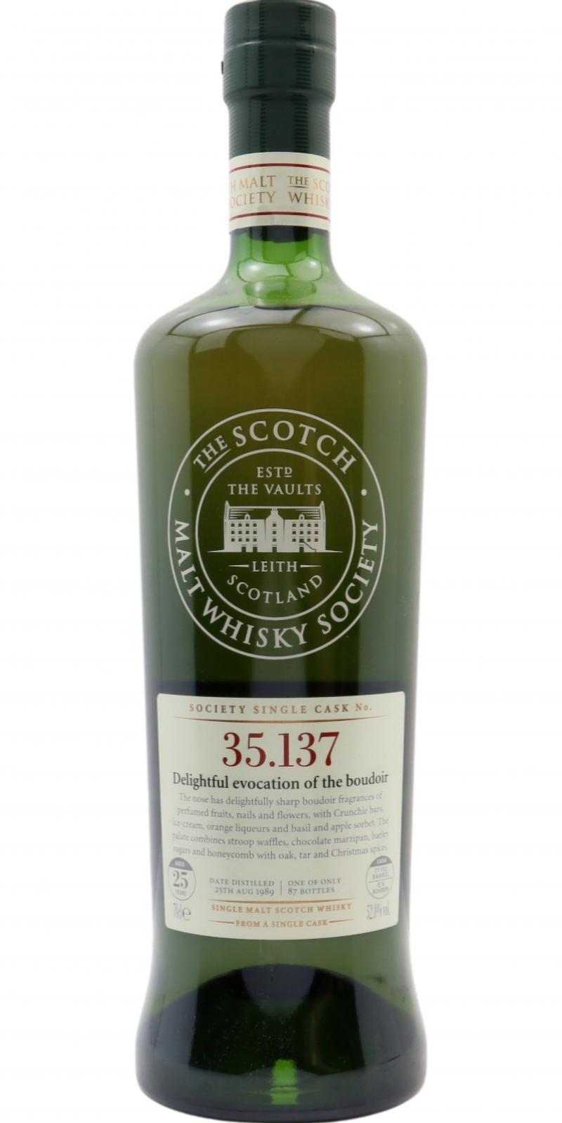 Glen Moray 1989 SMWS 35.137  Delightful evocation of the boudoir
