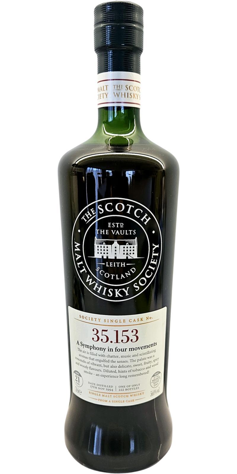 Glen Moray 1994 SMWS 35.153  A symphony in four movements