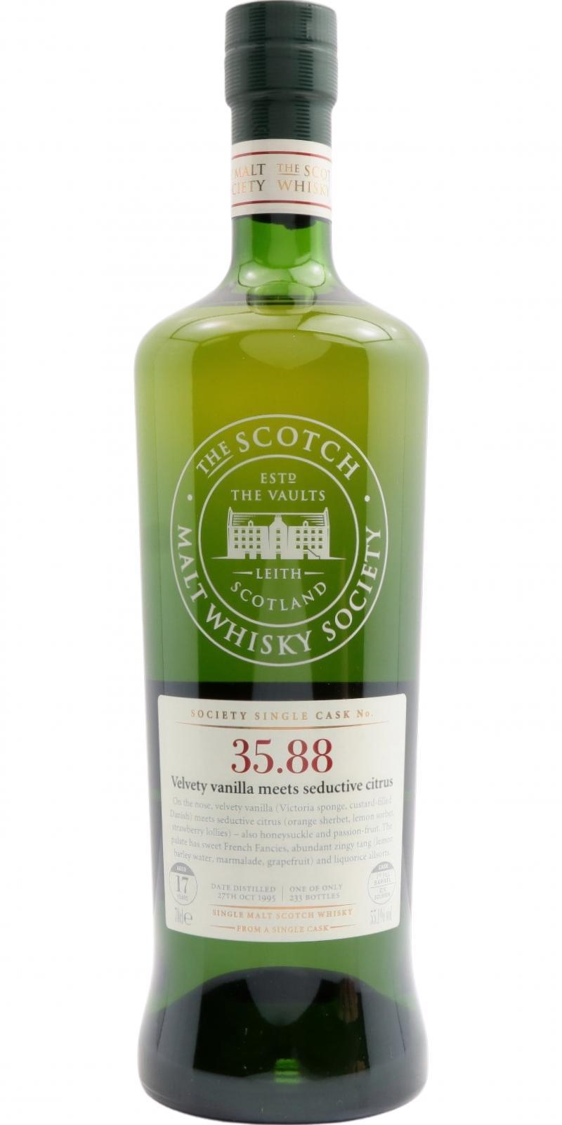 Glen Moray 1995 SMWS 35.88  Velvety vanilla meets seductive citrus