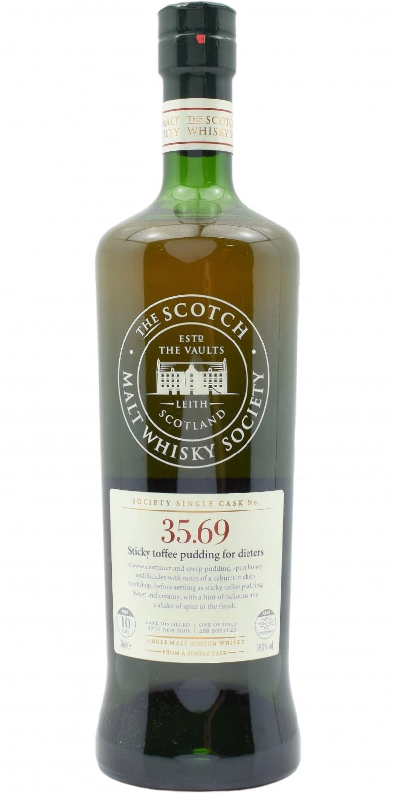 Glen Moray 2001 SMWS 35.69  Sticky toffee pudding for dieters