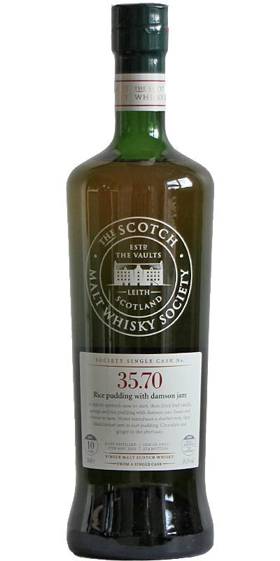 Glen Moray 2001 SMWS 35.70  Rice pudding with damson jam