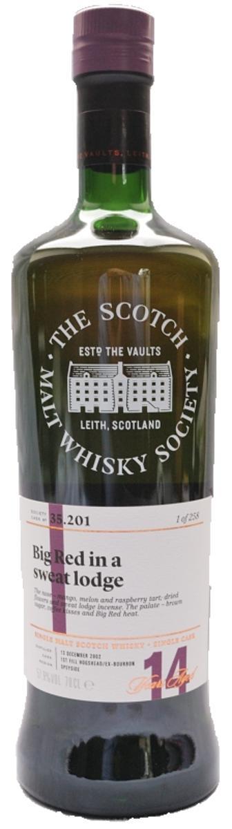 Glen Moray 2002 SMWS 35.201  Big Red in a sweat lodge