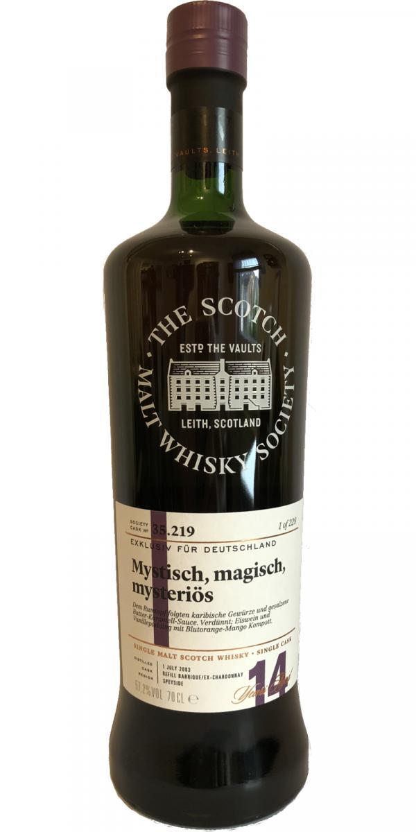 Glen Moray 2003 SMWS 35.219  Mystisch, magisch, mysteriös