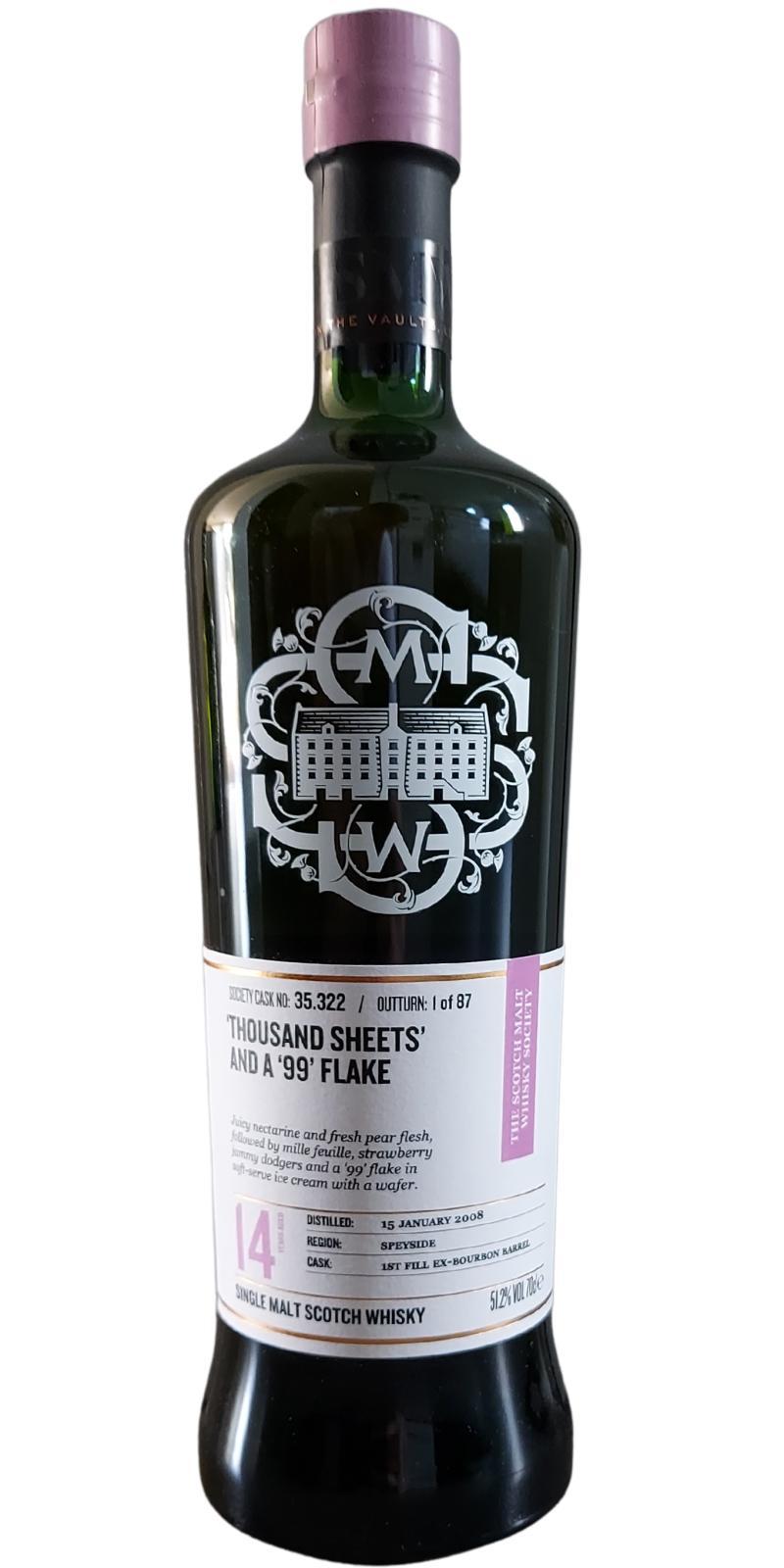 Glen Moray 2008 SMWS 35.322  'Thousand sheets' and a '99' flake