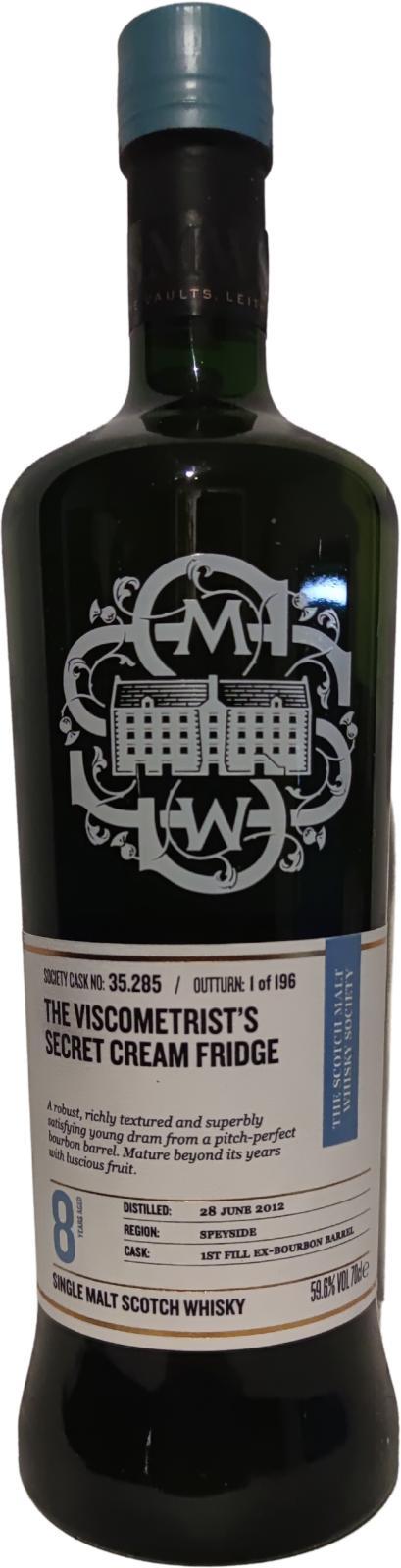 Glen Moray 2012 SMWS 35.285  The viscometrists secret cream fridge