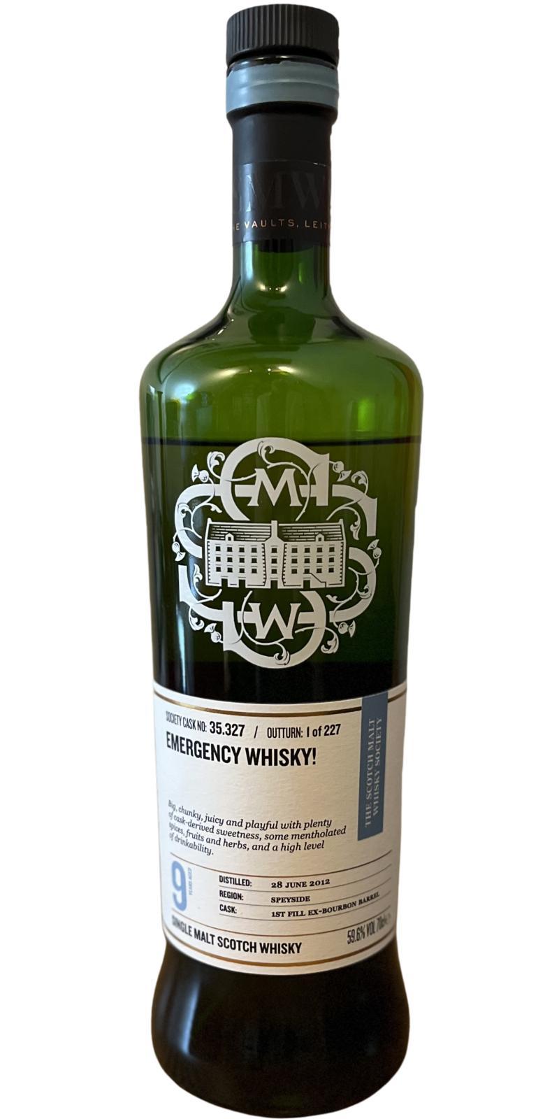 Glen Moray 2012 SMWS 35.327  Emergency whisky!