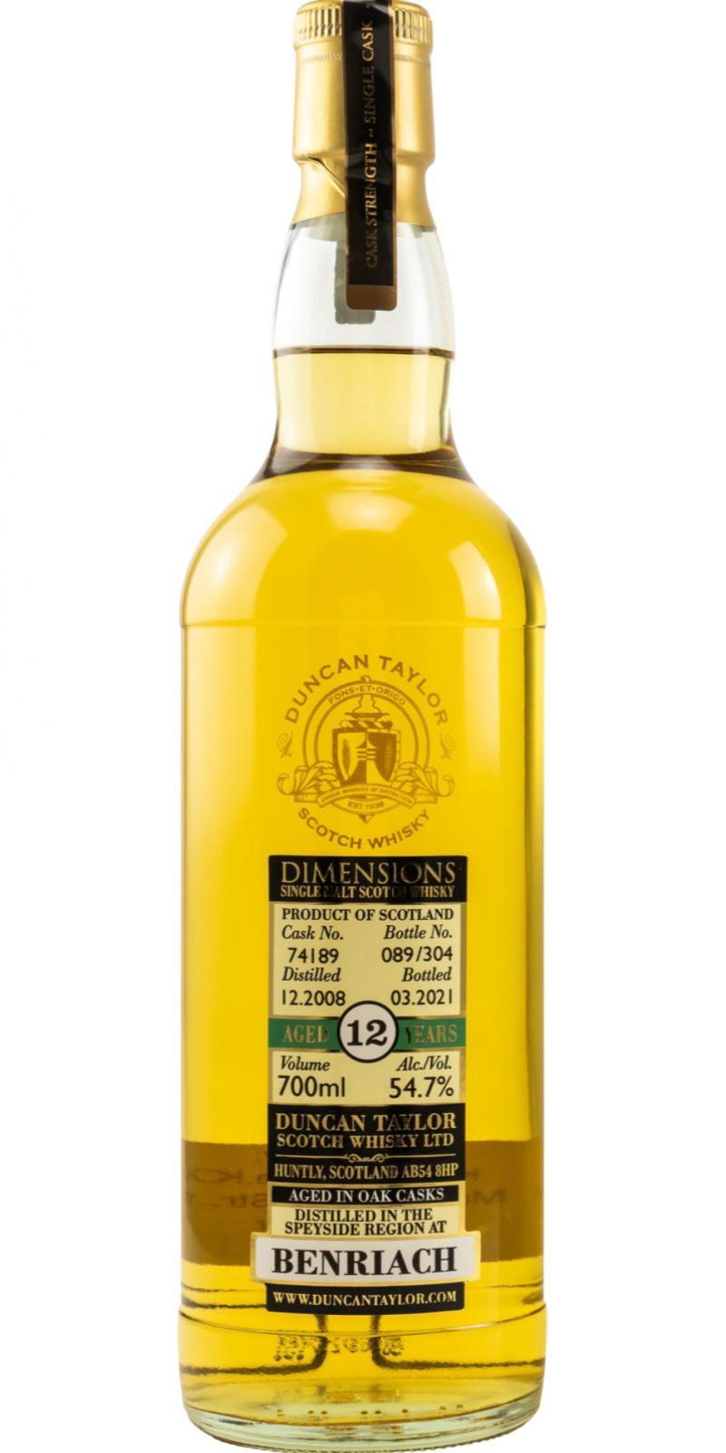 BenRiach 2008 DT Dimensions