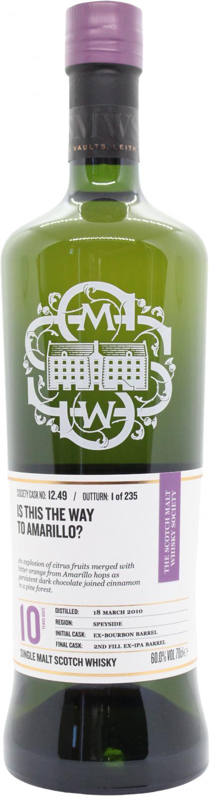 BenRiach 2010 SMWS 12.49 Is this the way to Amarillo?