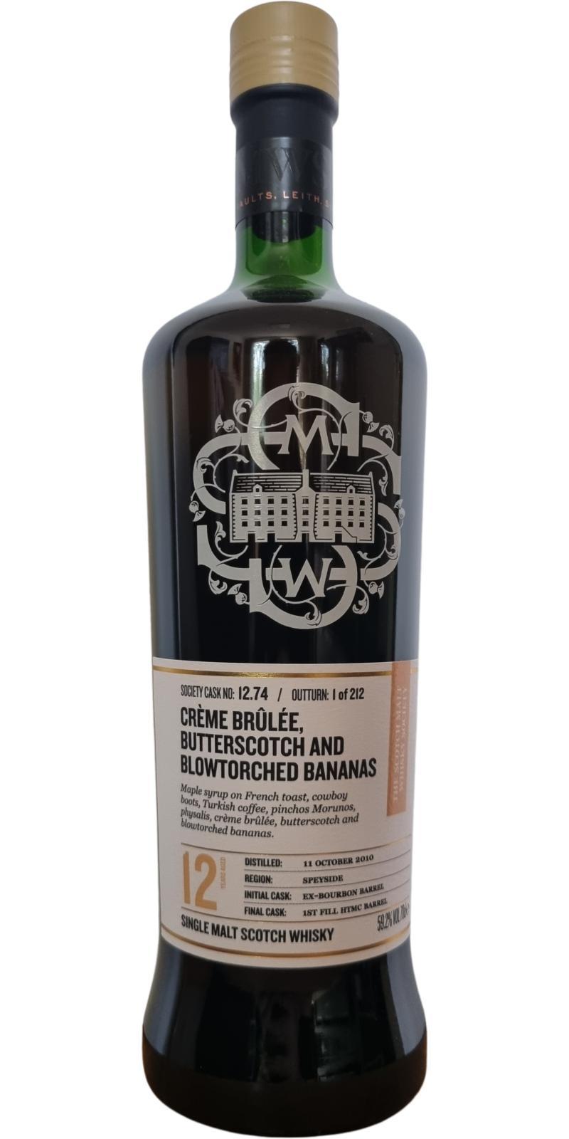 BenRiach 2010 SMWS 12.74 Créme brûlée, butterscotch and blowtorched bananas