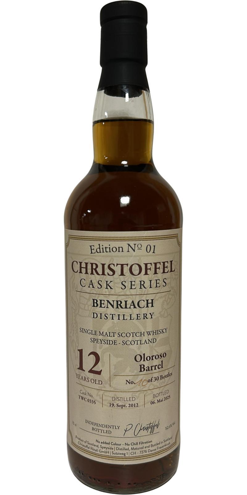 BenRiach 2012 UD Christoffel Cask Series