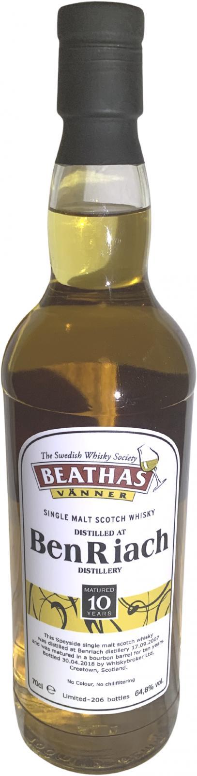 BenRiach 2007 WhB Beathas Vänner
