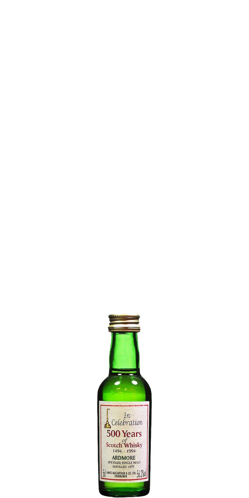Ardmore 1977 JM  In Celebration 500 Years of Scotch Whisky 1494 - 1994 - Miniature