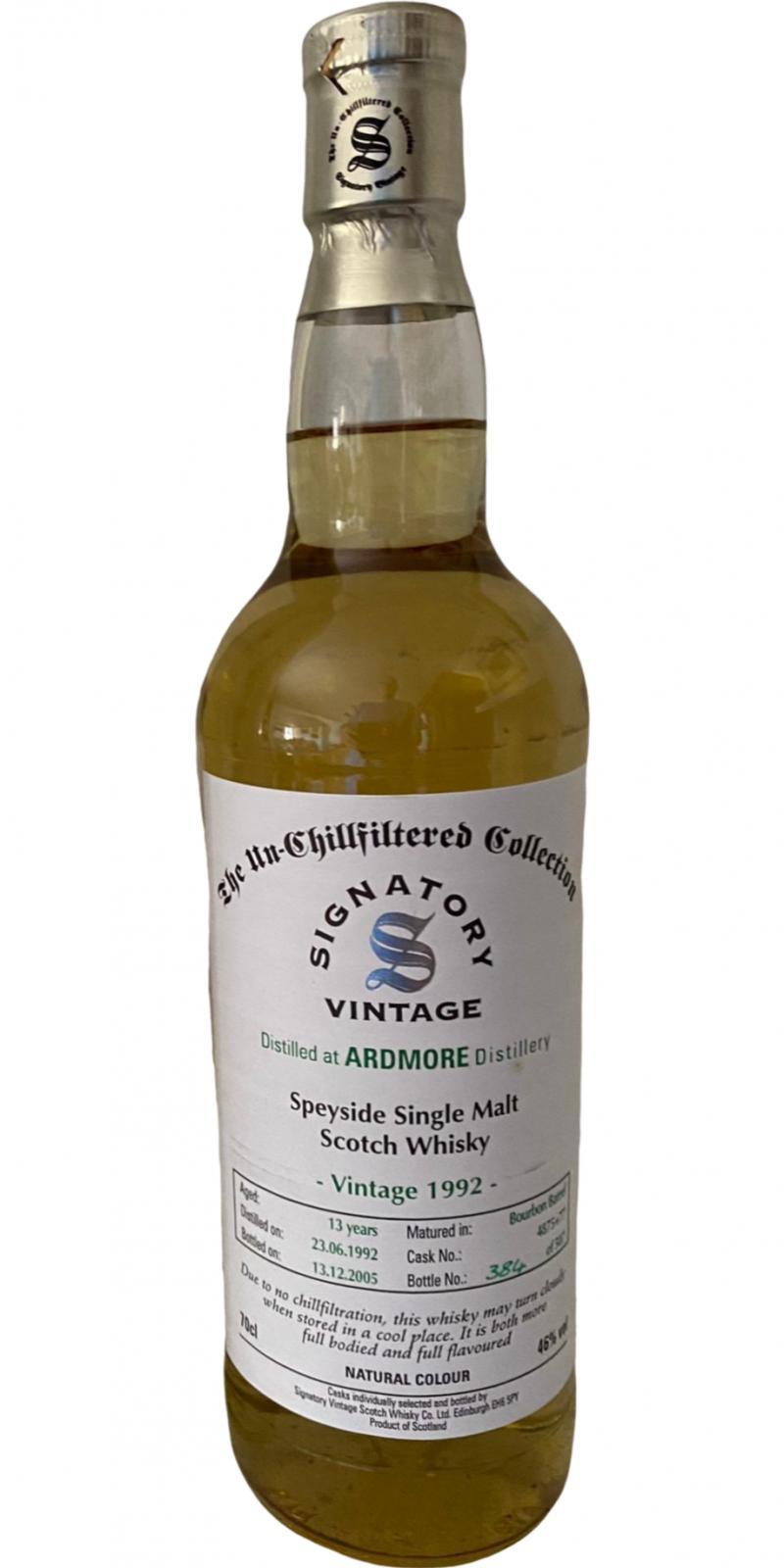 Ardmore 1992 SV  The Un-Chillfiltered Collection