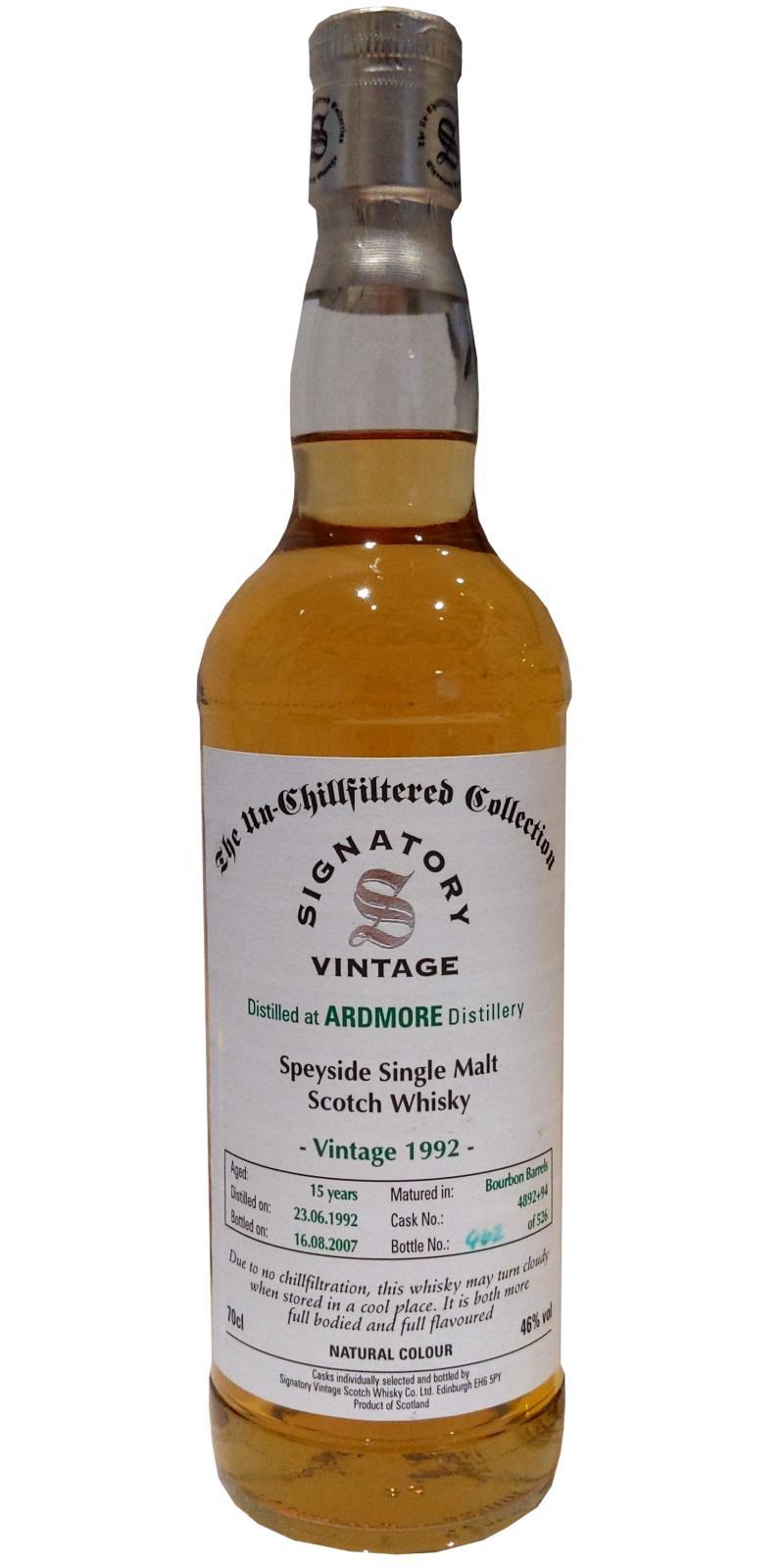 Ardmore 1992 SV  The Un-Chillfiltered Collection