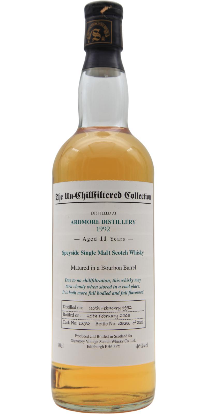 Ardmore 1992 SV  The Un-Chillfiltered Collection