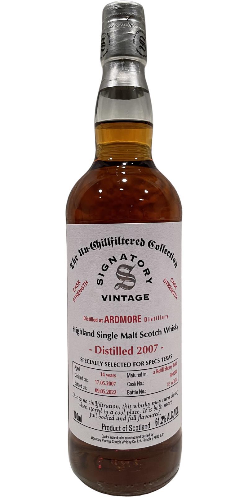 Ardmore 2007 SV  The Un-Chillfiltered Collection - Cask Strength