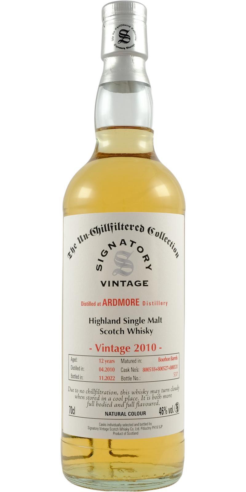 Ardmore 2010 SV  The Un-Chillfiltered Collection