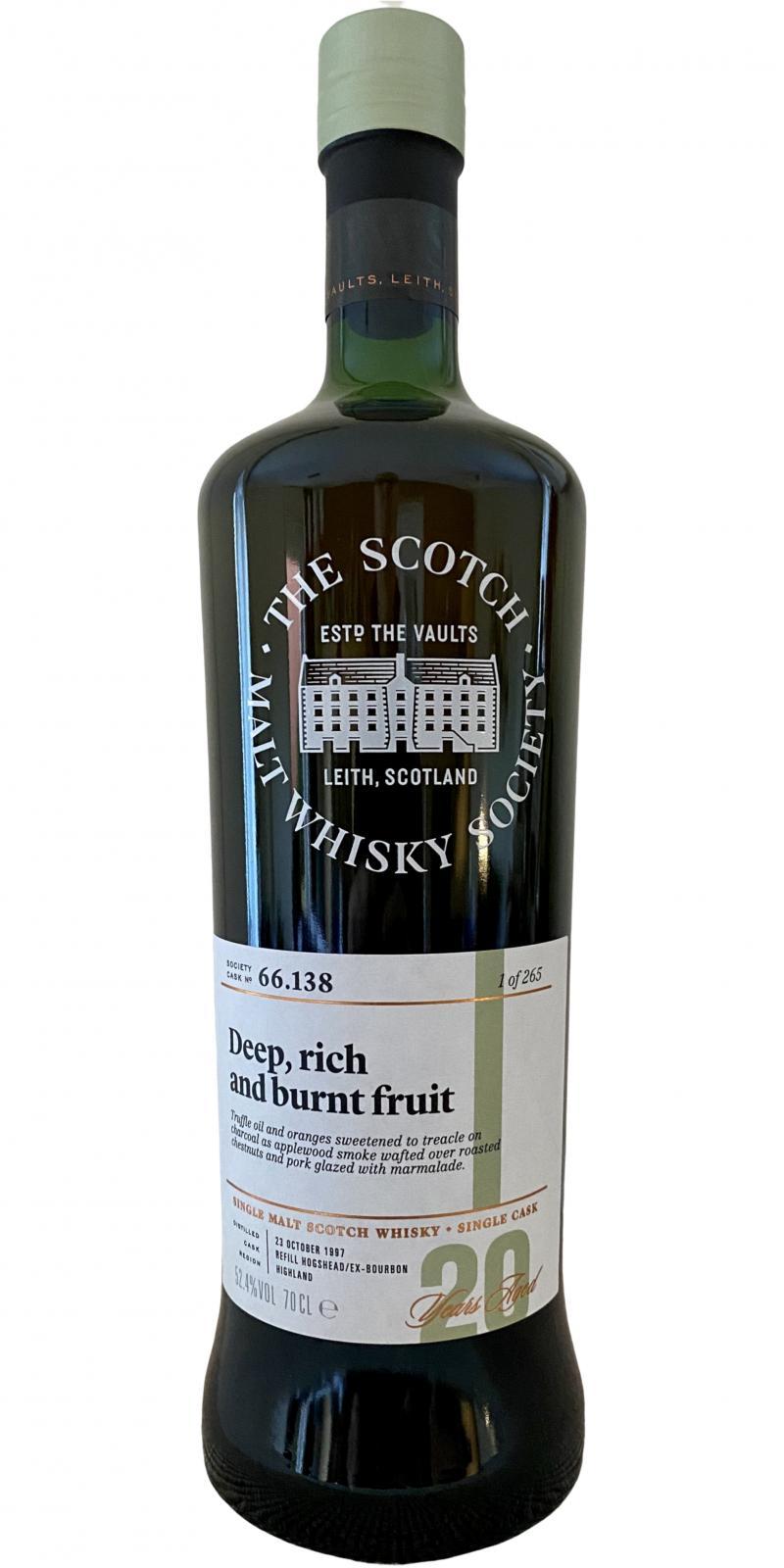 Ardmore 1997 SMWS 66.138  Deep, rich and burnt fruit