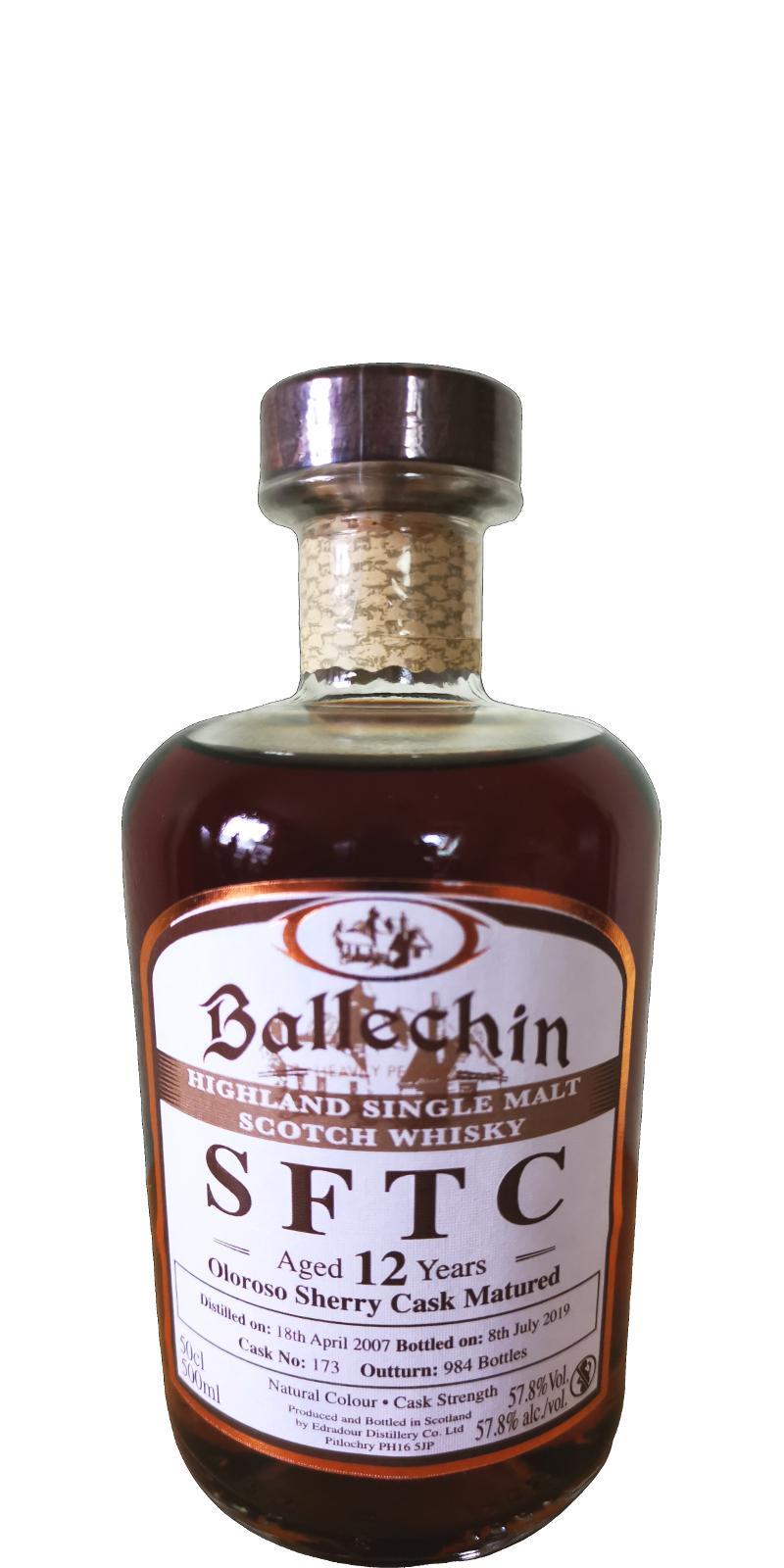 Ballechin 2007  SFTC - Oloroso Sherry Cask Matured