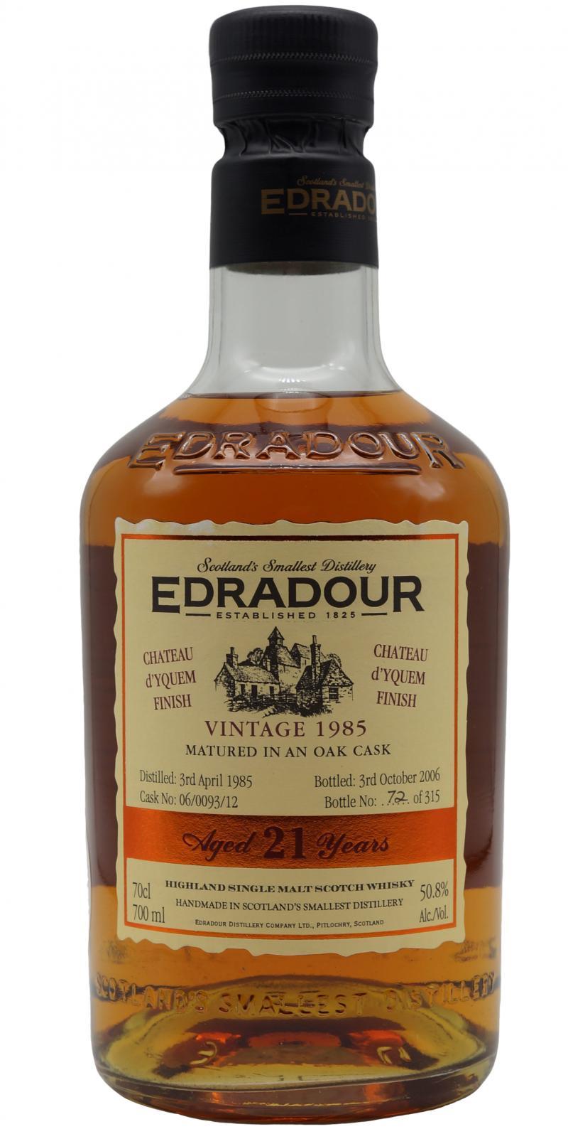 Edradour 1985 Vintage  Château d'Yquem Finish