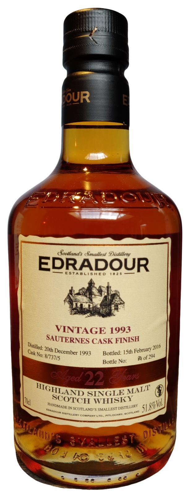 Edradour 1993 Vintage  Sauternes Cask Finish