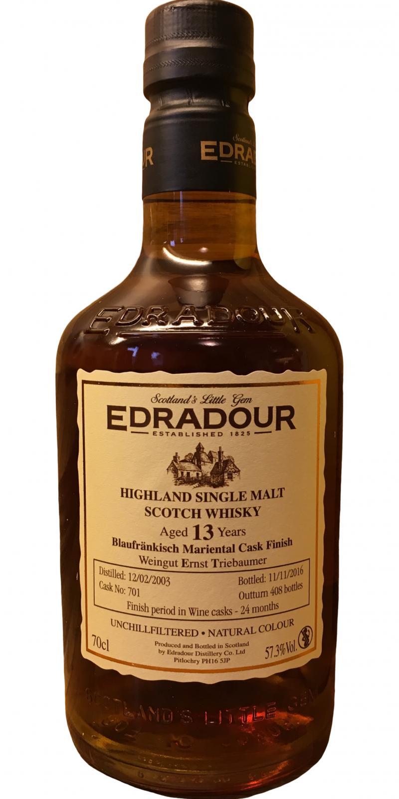 Edradour 2003  Blaufränkisch Mariental Cask Finish