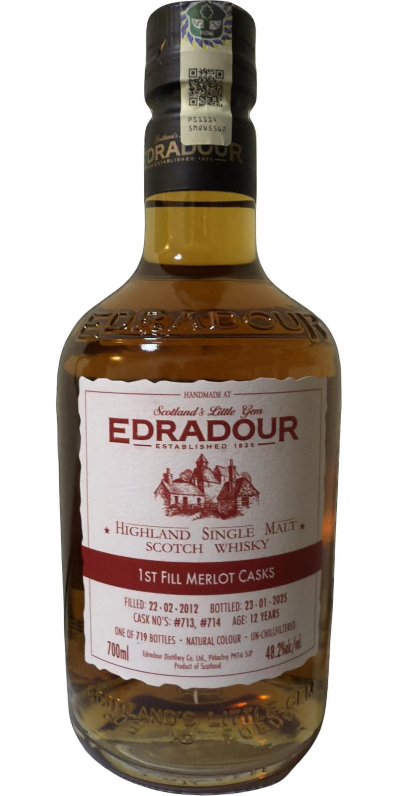 Edradour 2012  1st Fill Merlot Casks