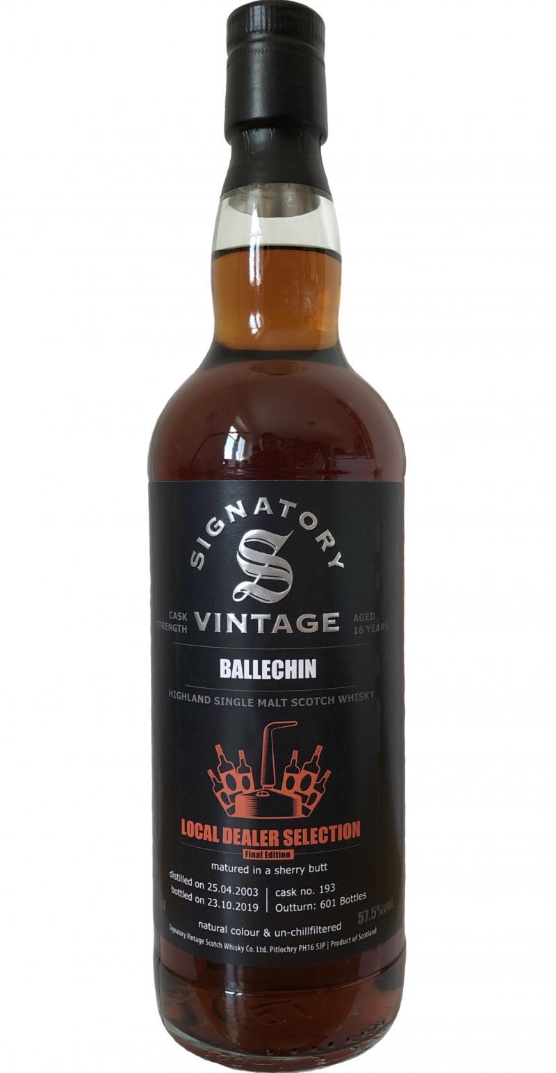 Ballechin 2003 SV  Local Dealer Selection - Final Edition