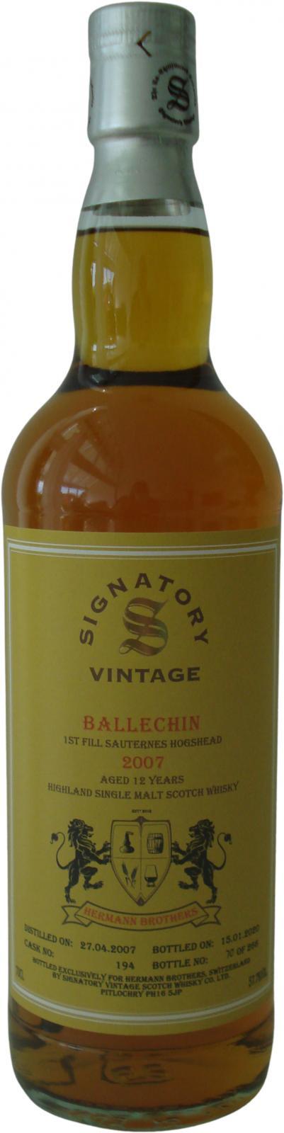 Ballechin 2007 SV  The Un-Chillfiltered Collection