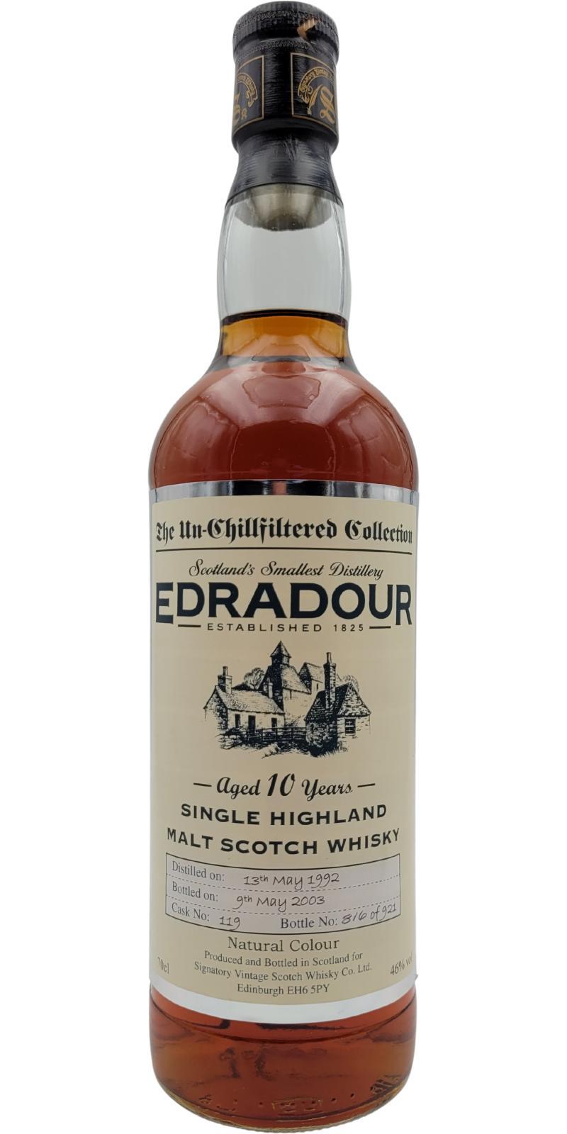 Edradour 1992 SV  The Un-Chillfiltered Collection