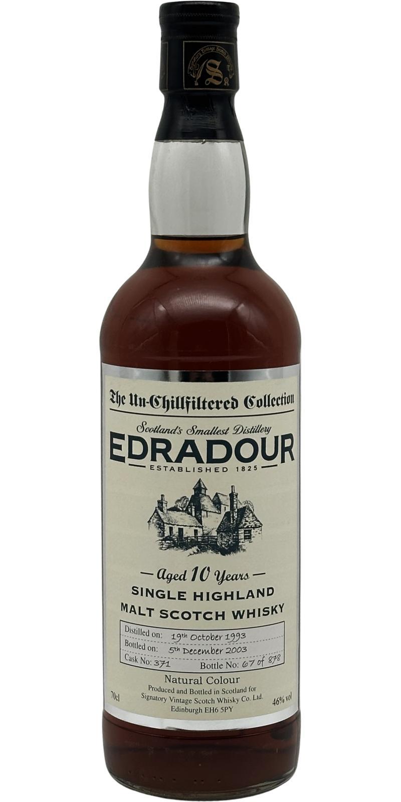 Edradour 1993 SV  The Un-Chillfiltered Collection